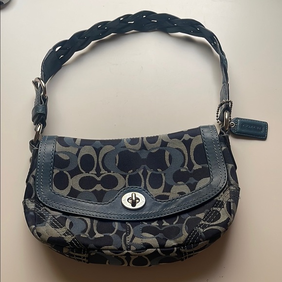 Coach Blue Monogram Shoulder Bag with Braided Strap - Picture 1 of 1